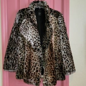 Zara Animal Print Faux Fur Coat